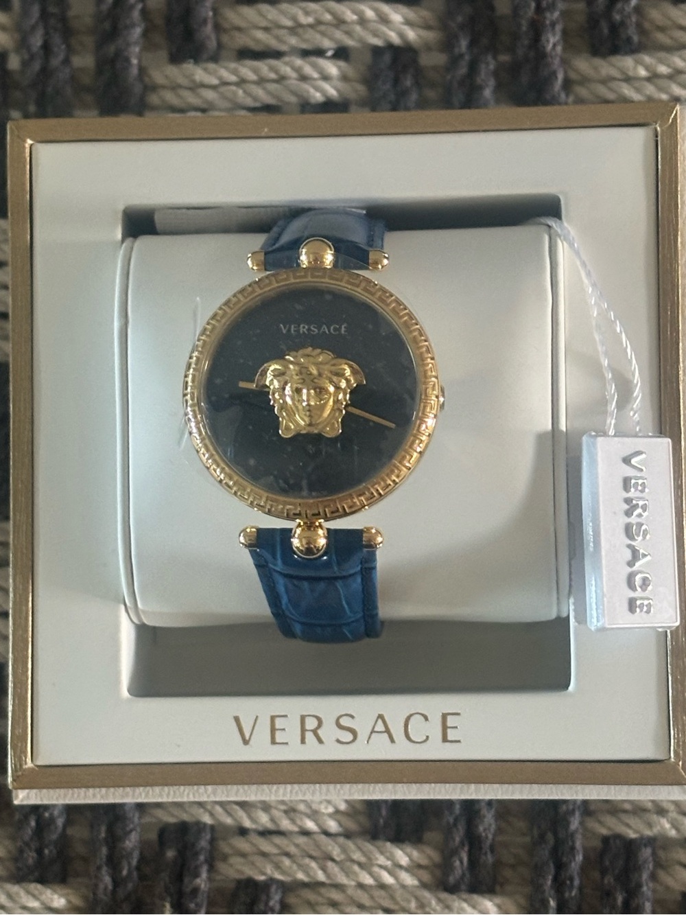 Versace Gold Medusa Dial Men's Watch with Blue Strap